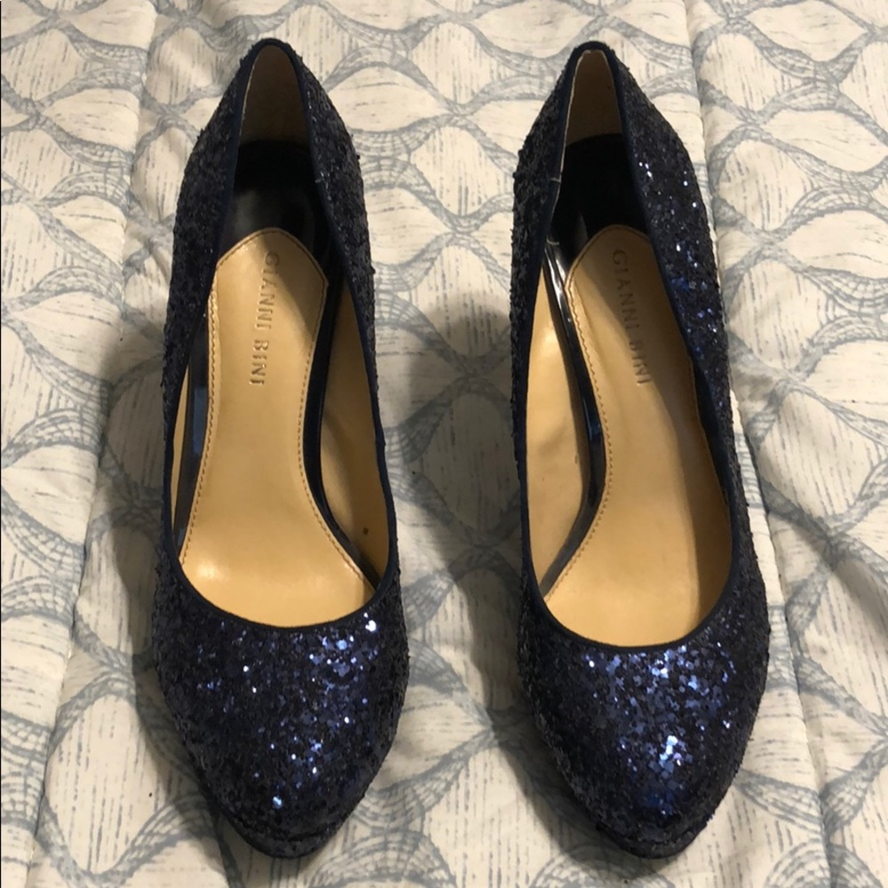 Sequin navy blue heels